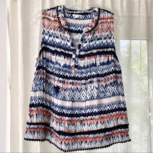 Tribal Jeans Sleeveless Top Blue White Orange P/S